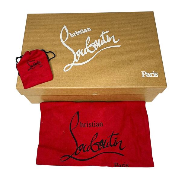 Christian Louboutin Spikyshell 100 Pumps Nude Gold Lurex High Heels Size 39.5 - Picture 11 of 11